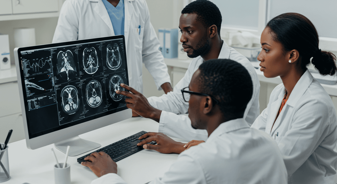 Doctors looking at imaging results